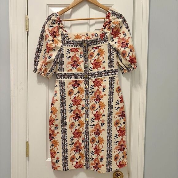 Spartina Catrina Denim Dress in floral Linden Thistle Stripe Women’s Size XS - Picture 3 of 11